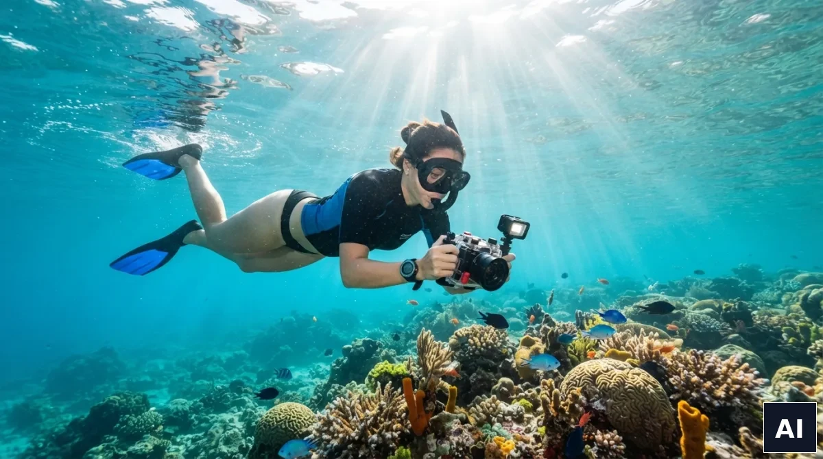 Testowanie sprzętu do fotografii podwodnej na niewielkiej głębokości